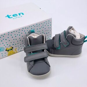 Ten Little High Top Sneakers 4 NIB Grey Teal Wide Toe Box Zero Drop First Walker